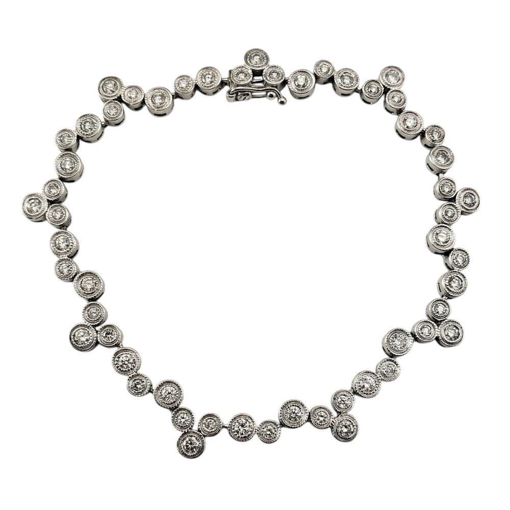 18 Karat White Gold Diamond Circle Design Tennis Bracelet #21794